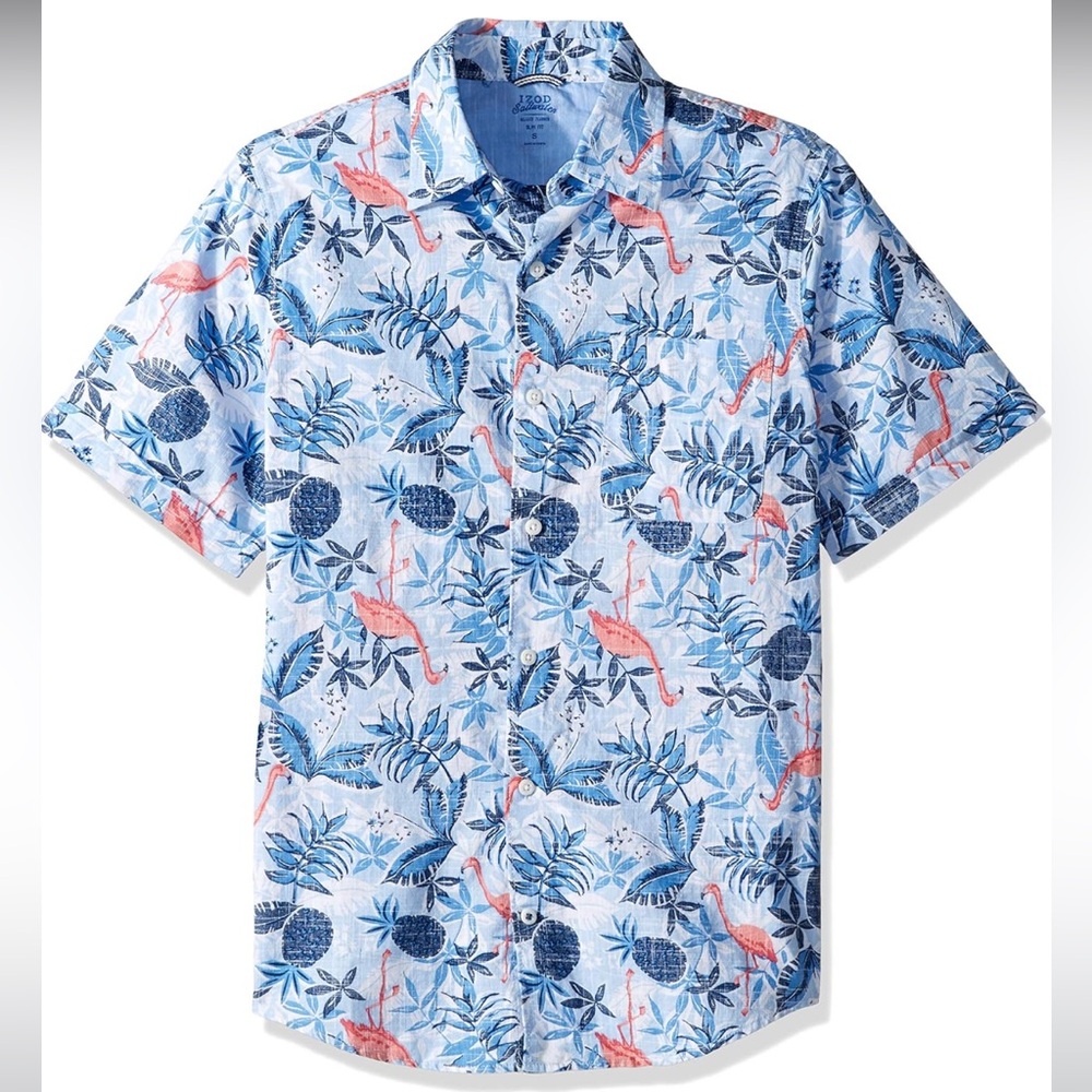 Izod saltwater relaxed, classics button up shirt dockside chambray NWT